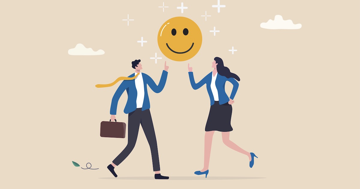 笑顔のイラストと男女のビジネスマン